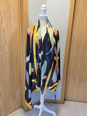Colorful Parrot Print Silk Scarf